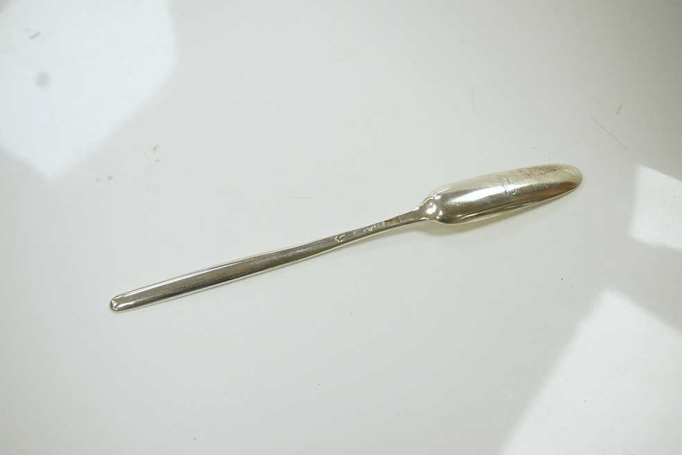 A George II silver marrow scoop, London, 1754, 22.5cm. Condition - fair